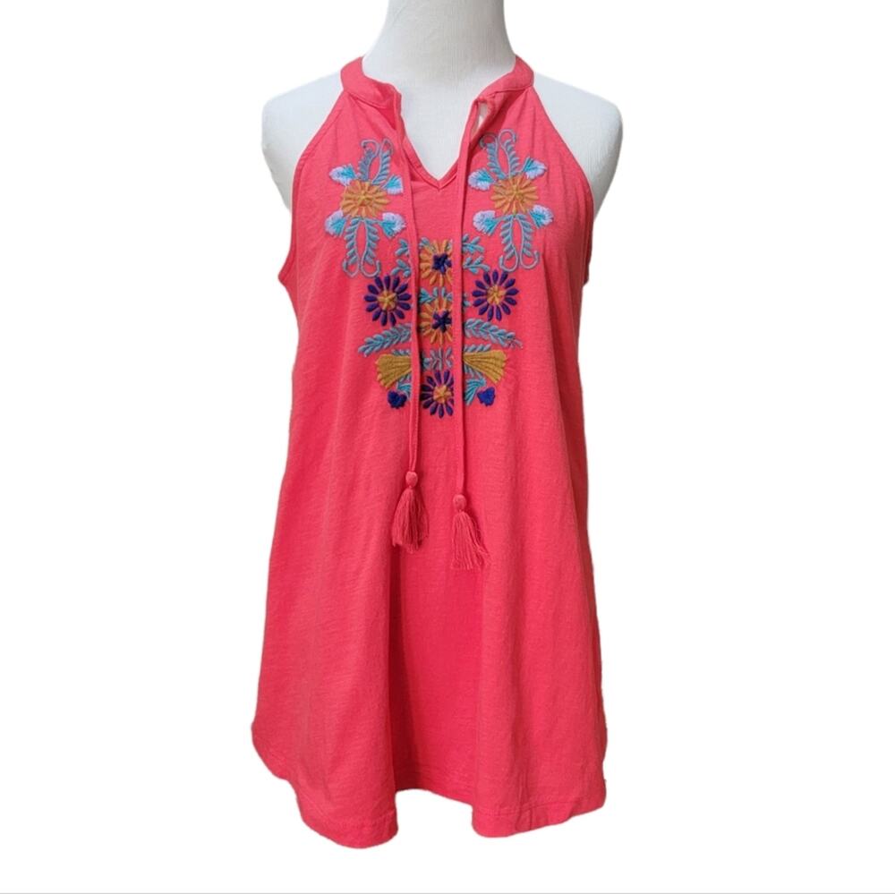 keep in touch Floral Embroidery Swingy Sleeveless Top M